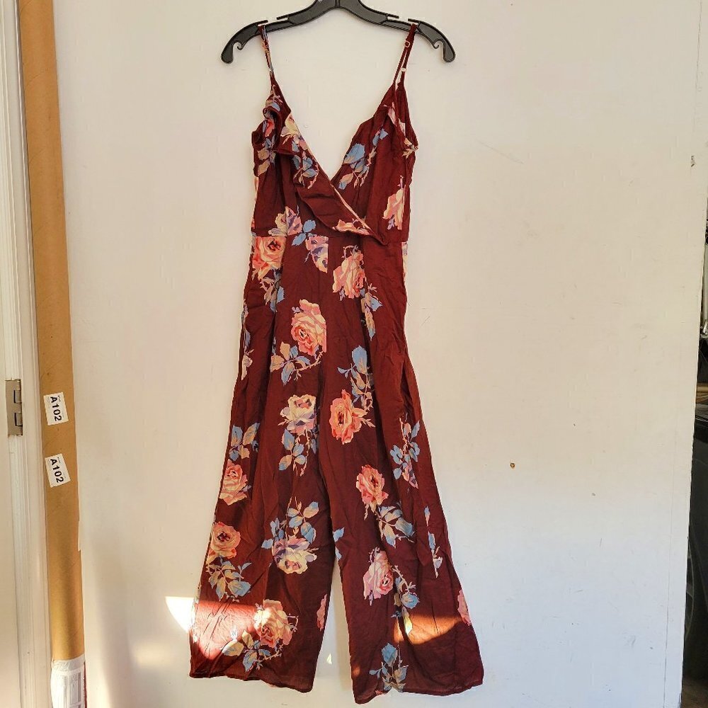 NEW Show Me Your MuMu Floral Ruffle V Neck Sleeveless Jumpsuit Pants Size Small
